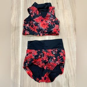 Just Dance leotard black and red floral CM